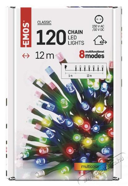 Emos D4AM08 12m/120LED/k&uuml;l-belt&eacute;ri/t&ouml;bbsz&iacute;nű kar&aacute;csonyi LED f&eacute;nyf&uuml;z&eacute;r H&aacute;ztart&aacute;s / Otthon / K&uuml;lt&eacute;r - Vil&aacute;g&iacute;t&aacute;s / elektromoss&aacute;g - Hangulat teremtő vil&aacute;g&iacute;t&aacute;s - 456774