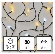 Emos D4AN04 8m/80LED/k&uuml;l-belt&eacute;ri/időz&iacute;tős/meleg/hideg feh&eacute;r kar&aacute;csonyi LED f&eacute;nyf&uuml;z&eacute;r H&aacute;ztart&aacute;s / Otthon / K&uuml;lt&eacute;r - Vil&aacute;g&iacute;t&aacute;s / elektromoss&aacute;g - Led szalag / f&eacute;nyf&uuml;z&eacute;r - 457020