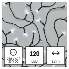 Emos D4AC03 12m/120LED/k&uuml;l-belt&eacute;ri/időz&iacute;tős/hideg feh&eacute;r kar&aacute;csonyi LED f&eacute;nyf&uuml;z&eacute;r H&aacute;ztart&aacute;s / Otthon / K&uuml;lt&eacute;r - Vil&aacute;g&iacute;t&aacute;s / elektromoss&aacute;g - Led szalag / f&eacute;nyf&uuml;z&eacute;r - 462012