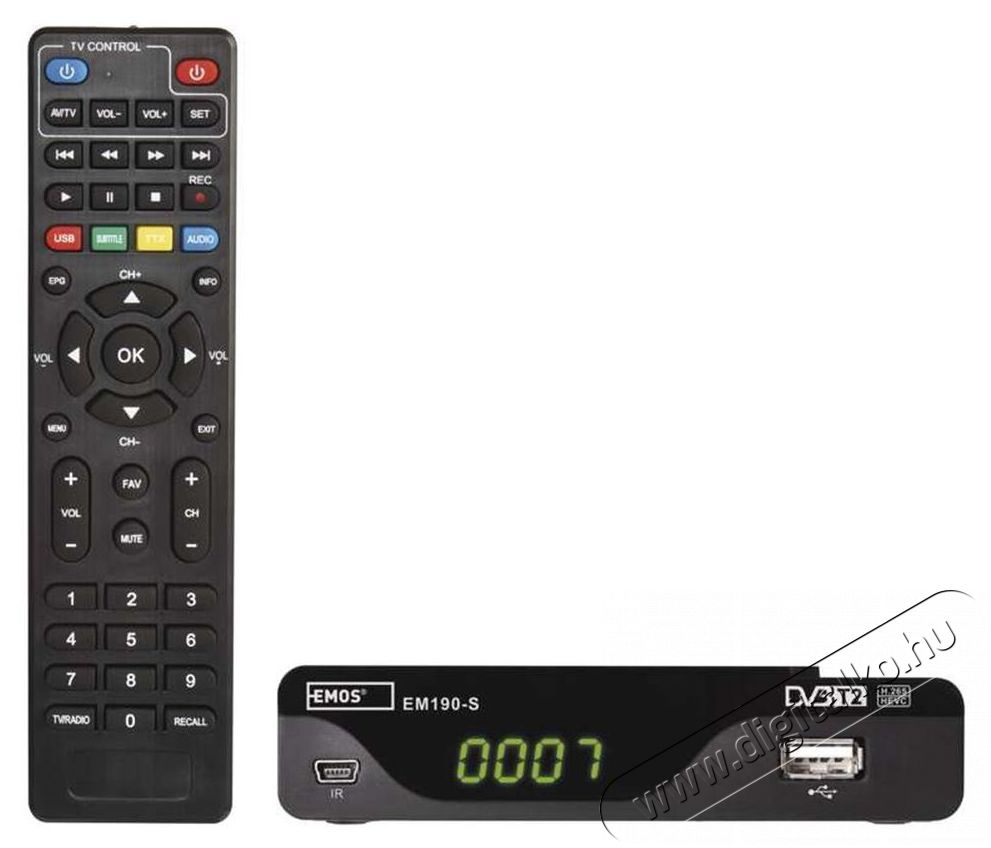 Emos J6014 EM190-s HD DVB-T2 belt&eacute;ri egys&eacute;g Tv kieg&eacute;sz&iacute;tők - DVB-T belt&eacute;ri egys&eacute;g - Set-Top-Box - 369301