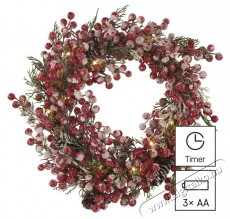 Emos DCTW18 38cm-es 3xAA belt&eacute;ri, meleg feh&eacute;r, időz&iacute;tős LED d&iacute;szes kar&aacute;csonyi koszor&uacute; H&aacute;ztart&aacute;s / Otthon / K&uuml;lt&eacute;r - Vil&aacute;g&iacute;t&aacute;s / elektromoss&aacute;g - Hangulat teremtő vil&aacute;g&iacute;t&aacute;s - 456670