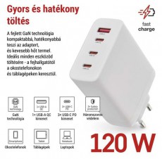 Emos GaN PD 120 W max. univerz&aacute;lis USB t&ouml;ltő Akkuk &eacute;s t&ouml;ltők - Li-ion akkumul&aacute;tor &eacute;s t&ouml;ltő (gy&aacute;ri) - T&ouml;ltő / h&aacute;l&oacute;zati adapter - 506850