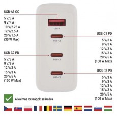 Emos GaN PD 120 W max. univerz&aacute;lis USB t&ouml;ltő Akkuk &eacute;s t&ouml;ltők - Li-ion akkumul&aacute;tor &eacute;s t&ouml;ltő (gy&aacute;ri) - T&ouml;ltő / h&aacute;l&oacute;zati adapter - 506850