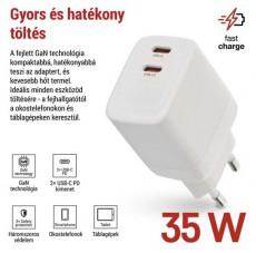 Emos GaN PD 35 W max. univerz&aacute;lis USB t&ouml;ltő Akkuk &eacute;s t&ouml;ltők - Li-ion akkumul&aacute;tor &eacute;s t&ouml;ltő (gy&aacute;ri) - T&ouml;ltő / h&aacute;l&oacute;zati adapter - 506848