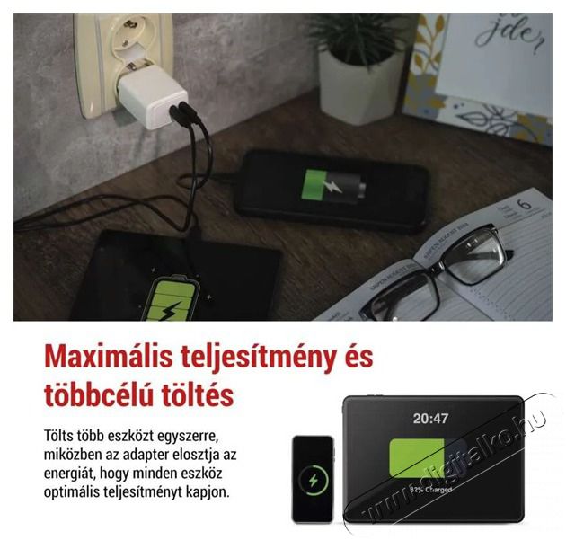 Emos GaN PD 35 W max. univerz&aacute;lis USB t&ouml;ltő Akkuk &eacute;s t&ouml;ltők - Li-ion akkumul&aacute;tor &eacute;s t&ouml;ltő (gy&aacute;ri) - T&ouml;ltő / h&aacute;l&oacute;zati adapter - 506848