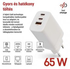 Emos GaN PD 65 W max. univerz&aacute;lis USB t&ouml;ltő Akkuk &eacute;s t&ouml;ltők - Li-ion akkumul&aacute;tor &eacute;s t&ouml;ltő (gy&aacute;ri) - T&ouml;ltő / h&aacute;l&oacute;zati adapter - 506849