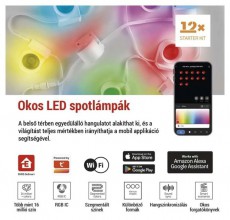 Emos GoSmart 255 cm-es l&aacute;nc, 12 r&eacute;sz, 7 W, RGBIC+CCT, dimmelhető, WiFi LED reflektor Fot&oacute;-Vide&oacute; kieg&eacute;sz&iacute;tők - F&eacute;nyterelő - Reflektor - 507234