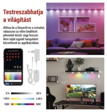 Emos GoSmart 255 cm-es l&aacute;nc, 12 r&eacute;sz, 7 W, RGBIC+CCT, dimmelhető, WiFi LED reflektor Fot&oacute;-Vide&oacute; kieg&eacute;sz&iacute;tők - F&eacute;nyterelő - Reflektor - 507234