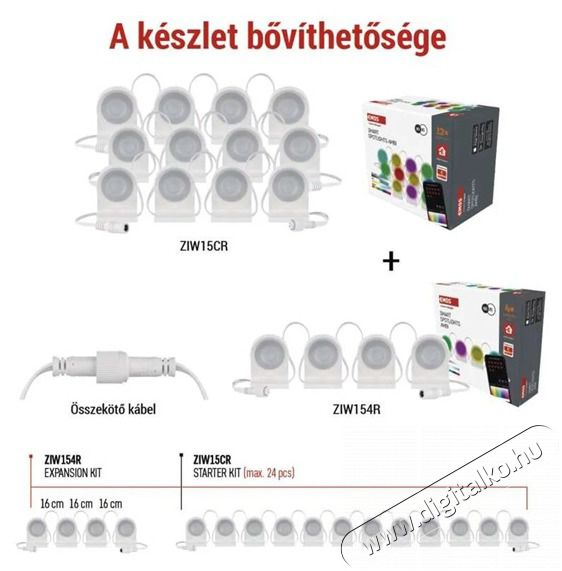 Emos GoSmart 255 cm-es l&aacute;nc, 12 r&eacute;sz, 7 W, RGBIC+CCT, dimmelhető, WiFi LED reflektor Fot&oacute;-Vide&oacute; kieg&eacute;sz&iacute;tők - F&eacute;nyterelő - Reflektor - 507234