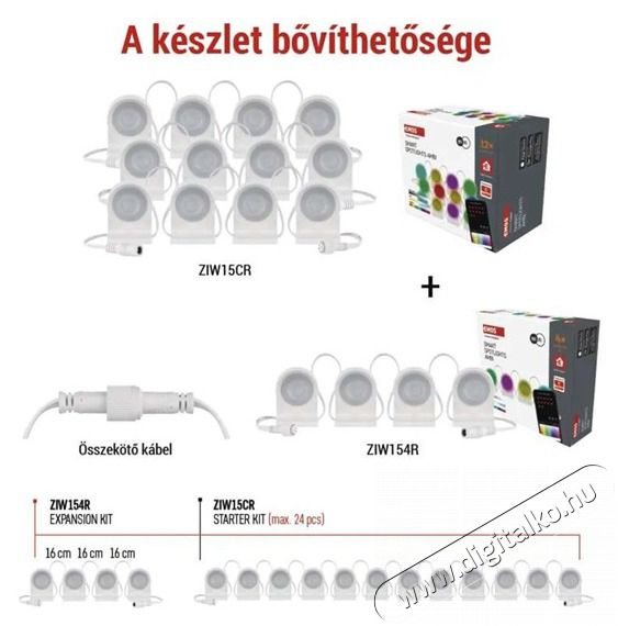 Emos GoSmart 85 cm-es l&aacute;nc, 4 r&eacute;sz, 7 W, RGBIC+CCT, dimmelhető, WiFi LED reflektor Fot&oacute;-Vide&oacute; kieg&eacute;sz&iacute;tők - F&eacute;nyterelő - Reflektor - 507235