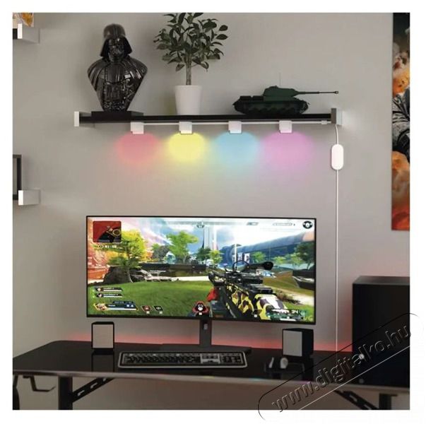 Emos GoSmart 85 cm-es l&aacute;nc, 4 r&eacute;sz, 7 W, RGBIC+CCT, dimmelhető, WiFi LED reflektor Fot&oacute;-Vide&oacute; kieg&eacute;sz&iacute;tők - F&eacute;nyterelő - Reflektor - 507235