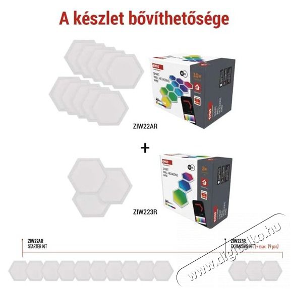 Emos GoSmart Hexagon, kieg&eacute;sz&iacute;tő k&eacute;szlet,3 r&eacute;sz, 1,8 W, RGBIC dimmelhető, WiFi LED l&aacute;mpa Fot&oacute;-Vide&oacute; kieg&eacute;sz&iacute;tők - L&aacute;mpa - LED l&aacute;mpa - 507215