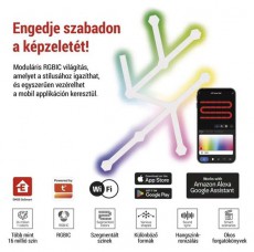 Emos GoSmart Lines feh&eacute;r, 9 r&eacute;szből &aacute;ll&oacute;, 34 W, RGBIC dimmelhető, WiFi LED l&aacute;mpa Fot&oacute;-Vide&oacute; kieg&eacute;sz&iacute;tők - L&aacute;mpa - LED l&aacute;mpa - 507213
