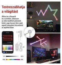 Emos GoSmart Lines feh&eacute;r, 9 r&eacute;szből &aacute;ll&oacute;, 34 W, RGBIC dimmelhető, WiFi LED l&aacute;mpa Fot&oacute;-Vide&oacute; kieg&eacute;sz&iacute;tők - L&aacute;mpa - LED l&aacute;mpa - 507213
