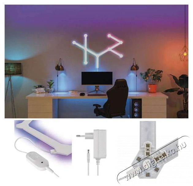 Emos GoSmart Lines feh&eacute;r, 9 r&eacute;szből &aacute;ll&oacute;, 34 W, RGBIC dimmelhető, WiFi LED l&aacute;mpa Fot&oacute;-Vide&oacute; kieg&eacute;sz&iacute;tők - L&aacute;mpa - LED l&aacute;mpa - 507213