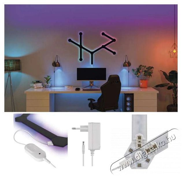Emos GoSmart Lines fekete, 9 r&eacute;szből &aacute;ll&oacute;, 34 W, RGBIC dimmelhető, WiFi LED l&aacute;mpa Fot&oacute;-Vide&oacute; kieg&eacute;sz&iacute;tők - L&aacute;mpa - LED l&aacute;mpa - 507214