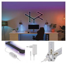 Emos GoSmart Lines fekete, 9 r&eacute;szből &aacute;ll&oacute;, 34 W, RGBIC dimmelhető, WiFi LED l&aacute;mpa Fot&oacute;-Vide&oacute; kieg&eacute;sz&iacute;tők - L&aacute;mpa - LED l&aacute;mpa - 507214