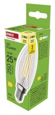 Emos ZF3D02 E14/1,8 W (25 W)/250 lm/meleg feh&eacute;r filament gyertya LED izz&oacute; H&aacute;ztart&aacute;s / Otthon / K&uuml;lt&eacute;r - Vil&aacute;g&iacute;t&aacute;s / elektromoss&aacute;g - E14 foglalat&uacute; izz&oacute; - 507311
