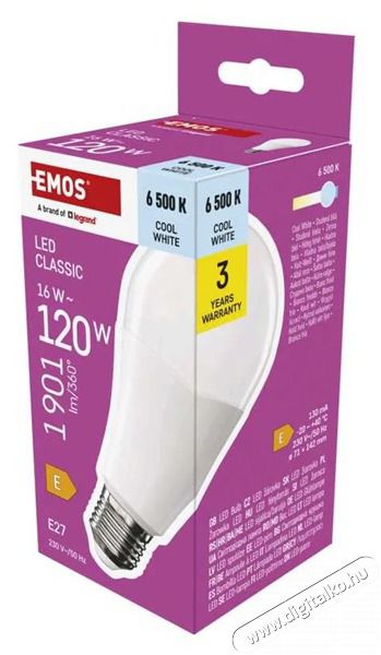 Emos ZQ5E74 A70 E27/16 W (120 W)/1901 lm/hideg feh&eacute;r classic LED izz&oacute; H&aacute;ztart&aacute;s / Otthon / K&uuml;lt&eacute;r - Vil&aacute;g&iacute;t&aacute;s / elektromoss&aacute;g - E27 foglalat&uacute; izz&oacute; - 507842