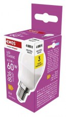 Emos ZQ1E43 E14/6,5 W (60 W)/806 lm/term&eacute;szetes feh&eacute;r classic mini globe LED izz&oacute; H&aacute;ztart&aacute;s / Otthon / K&uuml;lt&eacute;r - Vil&aacute;g&iacute;t&aacute;s / elektromoss&aacute;g - E14 foglalat&uacute; izz&oacute; - 508766