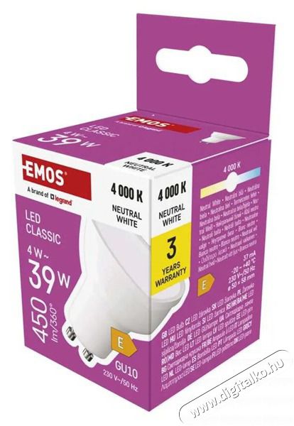Emos ZQ8E23 classic MR16 4W 450 lm GU10 LED izz&oacute; H&aacute;ztart&aacute;s / Otthon / K&uuml;lt&eacute;r - Vil&aacute;g&iacute;t&aacute;s / elektromoss&aacute;g - GU10 foglalat&uacute; izz&oacute; - 508752