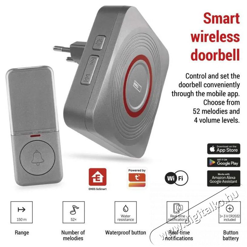 Emos GoSmart P5735SS Otthoni vezet&eacute;k n&eacute;lk&uuml;li csengő WiFi-vel H&aacute;ztart&aacute;s / Otthon / K&uuml;lt&eacute;r - Lak&aacute;sfelszerel&eacute;s - Csengő - 519378