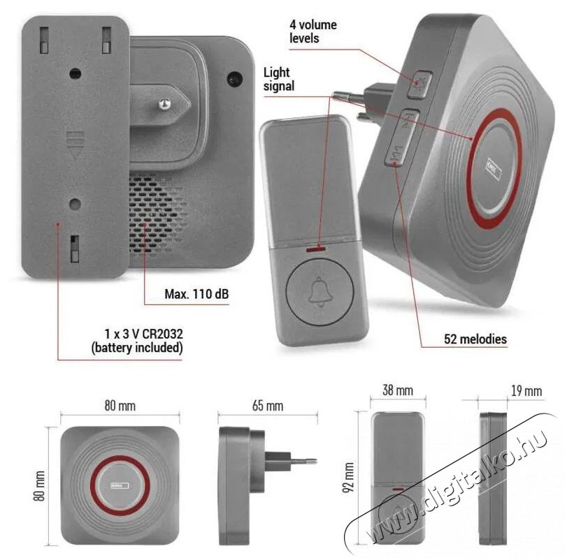 Emos GoSmart P5735SS Otthoni vezet&eacute;k n&eacute;lk&uuml;li csengő WiFi-vel H&aacute;ztart&aacute;s / Otthon / K&uuml;lt&eacute;r - Lak&aacute;sfelszerel&eacute;s - Csengő - 519378