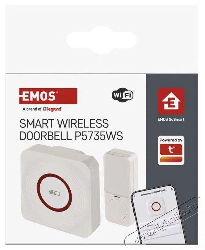 Emos GoSmart P5735WS Otthoni vezet&eacute;k n&eacute;lk&uuml;li csengő WiFi-vel H&aacute;ztart&aacute;s / Otthon / K&uuml;lt&eacute;r - Lak&aacute;sfelszerel&eacute;s - Csengő - 519379