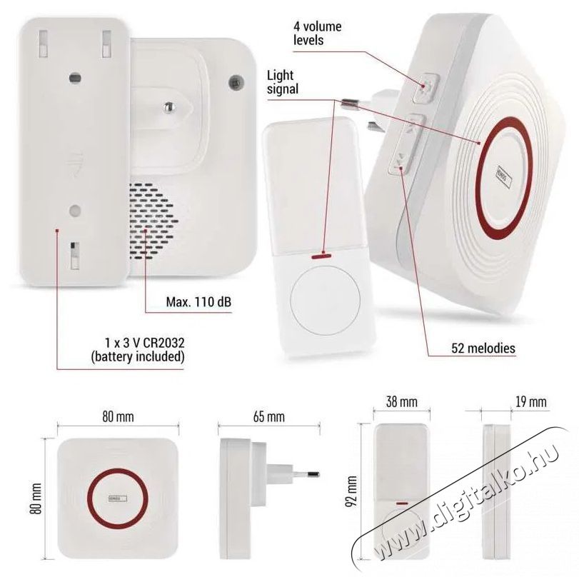 Emos GoSmart P5735WS Otthoni vezet&eacute;k n&eacute;lk&uuml;li csengő WiFi-vel H&aacute;ztart&aacute;s / Otthon / K&uuml;lt&eacute;r - Lak&aacute;sfelszerel&eacute;s - Csengő - 519379
