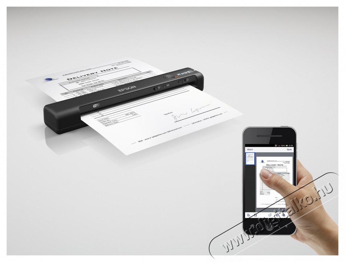 Epson Docuscanner - WorkForce ES-60W (A4, 600 DPI, 4 lap/perc, USB/WiFi) Iroda &eacute;s sz&aacute;m&iacute;t&aacute;stechnika - Digitaliz&aacute;l&oacute; eszk&ouml;z - Szkenner - 487395
