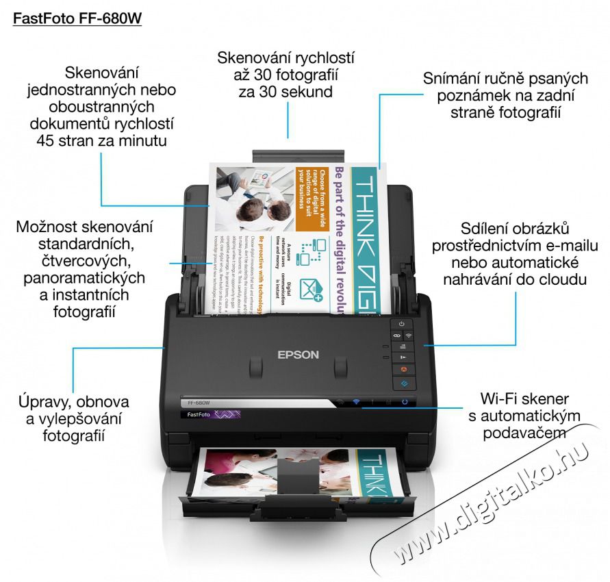 Epson FastFoto FF-680W (A4, 600X600 DPI,45 lap/perc, USB/WiFi) Iroda &eacute;s sz&aacute;m&iacute;t&aacute;stechnika - Digitaliz&aacute;l&oacute; eszk&ouml;z - Szkenner - 487168