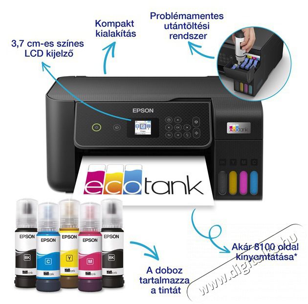 Epson EcoTank L3280 sz&iacute;nes multifunkci&oacute;s tintasugaras nyomtat&oacute; Iroda &eacute;s sz&aacute;m&iacute;t&aacute;stechnika - Nyomtat&oacute; - Multifunkci&oacute;s (tintasugaras) - 516233