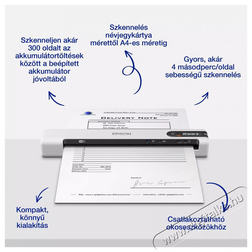 Epson Workforce DS-80W Szkenner Iroda &eacute;s sz&aacute;m&iacute;t&aacute;stechnika - Digitaliz&aacute;l&oacute; eszk&ouml;z - Szkenner - 530546