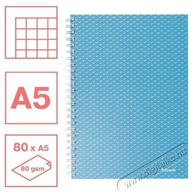 Esselte ColourBreeze A5 kock&aacute;s k&eacute;k spir&aacute;lf&uuml;zet Iroda &eacute;s sz&aacute;m&iacute;t&aacute;stechnika - Egy&eacute;b sz&aacute;m&iacute;t&aacute;stechnikai term&eacute;k - 406968