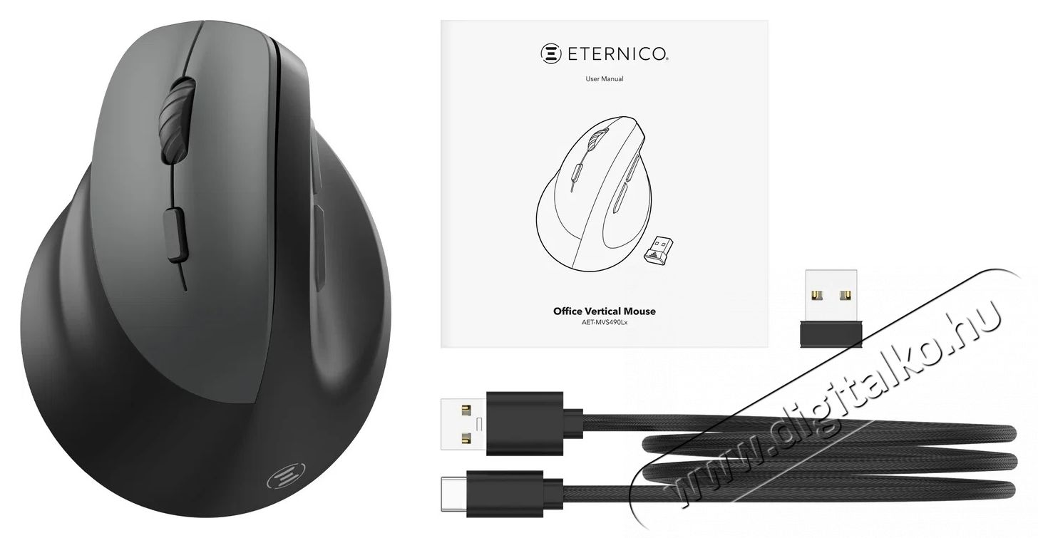 Eternico Wireless Vertical Mouse MVS490, balkezes, fekete Iroda &eacute;s sz&aacute;m&iacute;t&aacute;stechnika - Eg&eacute;r - Vezet&eacute;k n&eacute;lk&uuml;li eg&eacute;r - 535180