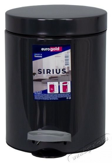 EUROGOLD SIRIUS 5l 19x24cm antracit sz&uuml;rke ped&aacute;los szemetes H&aacute;ztart&aacute;s / Otthon / K&uuml;lt&eacute;r - Lak&aacute;sfelszerel&eacute;s - Szemetes - 514017
