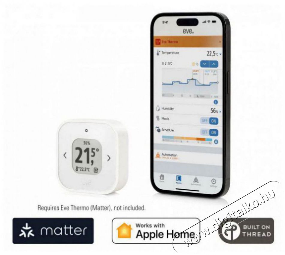 EVE Thermo Control Temperature Sensor & Controller for Eve Thermo (Matter) H&aacute;ztart&aacute;s / Otthon / K&uuml;lt&eacute;r - Okos otthon - Termoszt&aacute;t - 508090