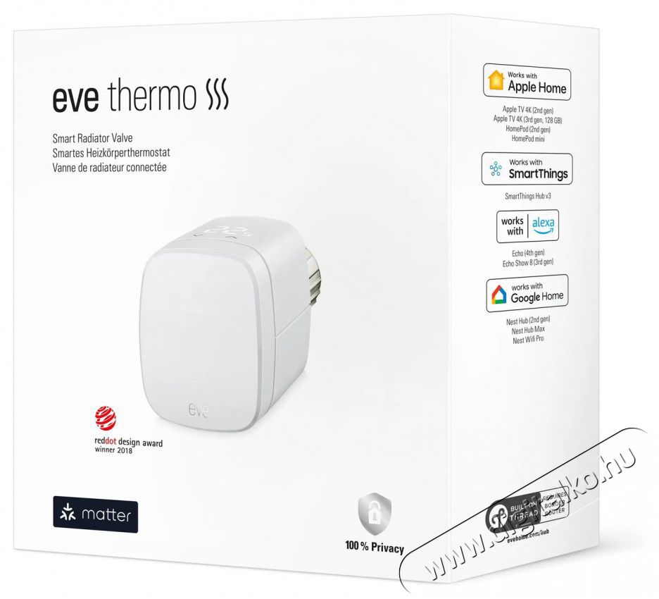 EVE Thermo Smart Radiator Valve - Matter compatible H&aacute;ztart&aacute;s / Otthon / K&uuml;lt&eacute;r - Okos otthon - Termoszt&aacute;t - 508091