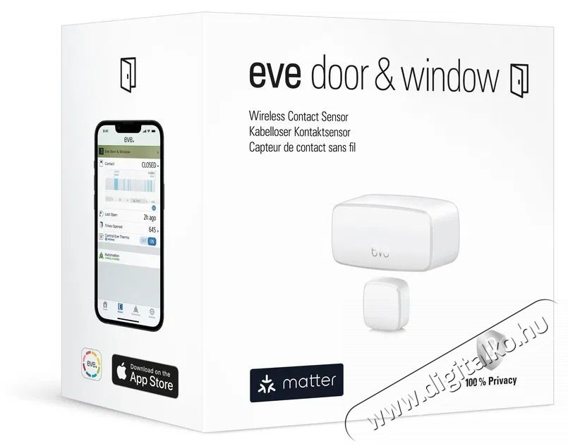 EVE Door & Window (Apple, Google & SmartThings kompatibilis) H&aacute;ztart&aacute;s / Otthon / K&uuml;lt&eacute;r - Biztons&aacute;gtechnika - Nyit&aacute;s&eacute;rz&eacute;kelő - 519381