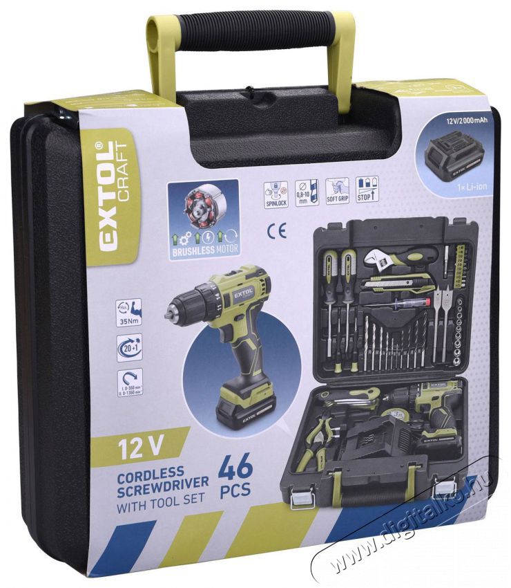EXTOL CRAFT 422801 akkus csavarh&uacute;z&oacute;, Brushless, 46 db H&aacute;ztart&aacute;s / Otthon / K&uuml;lt&eacute;r - Szersz&aacute;m - Akkumul&aacute;toros csavarh&uacute;z&oacute; - 518699