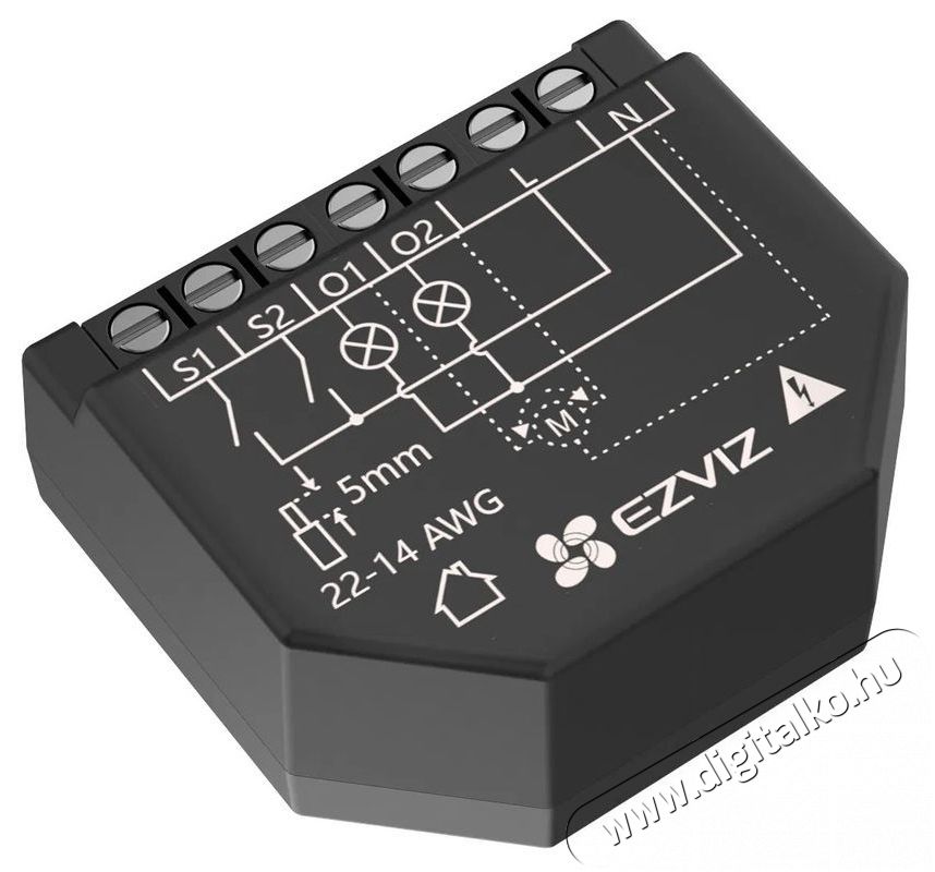 Ezviz T36-R100-WM okos WiFi kapcsol&oacute;modul, 2 csatorna, fogyaszt&aacute;sm&eacute;r&eacute;s H&aacute;ztart&aacute;s / Otthon / K&uuml;lt&eacute;r - Okos otthon - Kieg&eacute;sz&iacute;tő - 522619