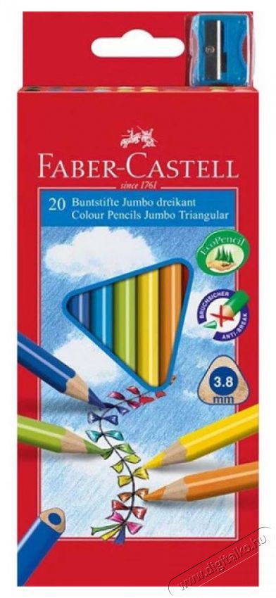 FABER-CASTELL Grip Junior h&aacute;romsz&ouml;g alak&uacute; 20db-os vegyes sz&iacute;nű sz&iacute;nes ceruza Egy&eacute;b - Nem forgalmazzuk ! - 405234
