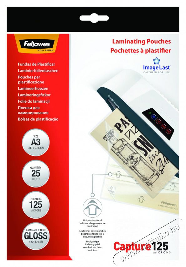 Fellowes A3 125mic 25db-os lamin&aacute;l&oacute; f&oacute;lia Iroda &eacute;s sz&aacute;m&iacute;t&aacute;stechnika - Pap&iacute;r kezelő term&eacute;k - Lamin&aacute;l&oacute; f&oacute;lia - 407320