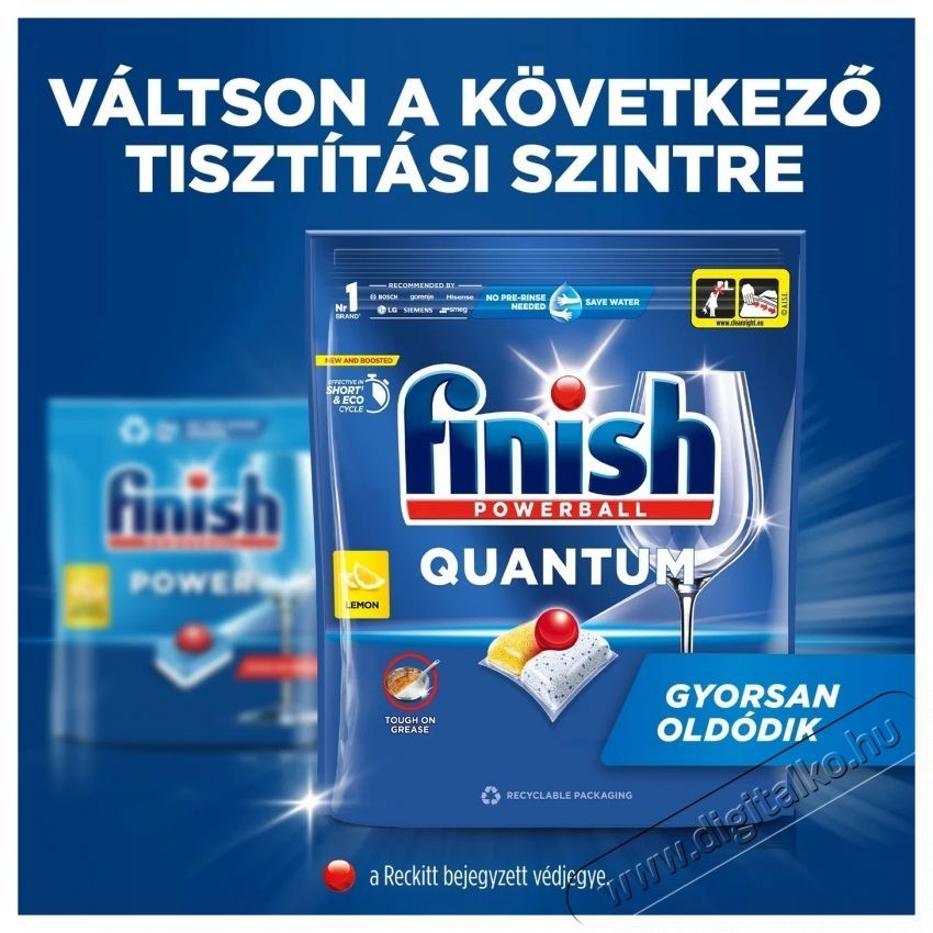Finish Quantum All in 1 Lemon Sparkle mosogat&oacute;g&eacute;p tabletta, 180 db H&aacute;ztart&aacute;s / Otthon / K&uuml;lt&eacute;r - Tiszt&iacute;t&oacute; / mos&oacute; - Kieg&eacute;sz&iacute;tő - 537806