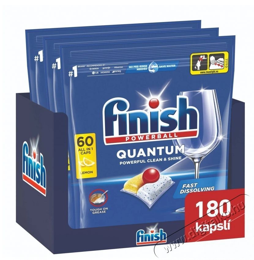 Finish Quantum All in 1 Lemon Sparkle mosogat&oacute;g&eacute;p tabletta, 180 db H&aacute;ztart&aacute;s / Otthon / K&uuml;lt&eacute;r - Tiszt&iacute;t&oacute; / mos&oacute; - Kieg&eacute;sz&iacute;tő - 537806