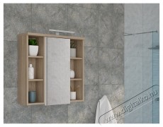 Forte Veris f&uuml;rdőszobai fali szekr&eacute;ny, 1 ajt&oacute;s, t&uuml;k&ouml;rrel &eacute;s LED-del, 68,6x20x68,1 cm, Sonoma t&ouml;lgy/szuperf&eacute;nyes feh&eacute;r H&aacute;ztart&aacute;s / Otthon / K&uuml;lt&eacute;r - F&uuml;rdőszoba / wc - Kieg&eacute;sz&iacute;tő - 536586