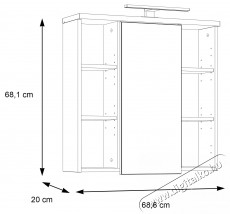 Forte Veris f&uuml;rdőszobai fali szekr&eacute;ny, 1 ajt&oacute;s, t&uuml;k&ouml;rrel &eacute;s LED-del, 68,6x20x68,1 cm, Sonoma t&ouml;lgy/szuperf&eacute;nyes feh&eacute;r H&aacute;ztart&aacute;s / Otthon / K&uuml;lt&eacute;r - F&uuml;rdőszoba / wc - Kieg&eacute;sz&iacute;tő - 536586