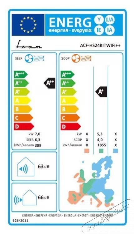 FRAM ACF-HS24KITWIFI++ 24000 BTU Wi-Fi kl&iacute;ma, 3m szerel&eacute;si k&eacute;szlet, iFeel funkci&oacute;, A++ energiaoszt&aacute;ly, Feh&eacute;r H&aacute;ztart&aacute;s / Otthon / K&uuml;lt&eacute;r - Ventil&aacute;tor / L&eacute;gkondicion&aacute;l&oacute; - Split kl&iacute;ma - 536589