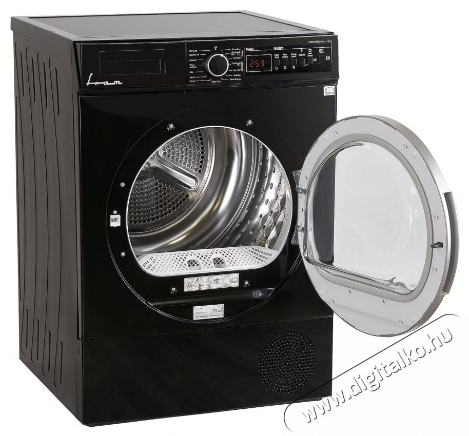 FRAM FHPD-V8T2BKA++ Hőszivatty&uacute;s sz&aacute;r&iacute;t&oacute;g&eacute;p, 8 kg, LED kijelző, Dob vil&aacute;g&iacute;t&aacute;s, K&eacute;sleltetett ind&iacute;t&aacute;s, Gyűrőd&eacute;sg&aacute;tl&oacute;, A+/E energiaoszt&aacute;ly, Fekete H&aacute;ztart&aacute;s / Otthon / K&uuml;lt&eacute;r - Mos&oacute;g&eacute;p / sz&aacute;r&iacute;t&oacute;g&eacute;p - Sz&aacute;r&iacute;t&oacute;g&eacute;p - 536599