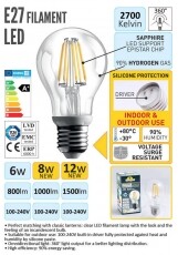 Fumagalli FRANCY LED 6W 4K E27 k&uuml;lt&eacute;ri falil&aacute;mpa - fekete (1A1.000.000.AYF1L) H&aacute;ztart&aacute;s / Otthon / K&uuml;lt&eacute;r - Vil&aacute;g&iacute;t&aacute;s / elektromoss&aacute;g - Kerti / k&uuml;lt&eacute;ri l&aacute;mpa - 369564